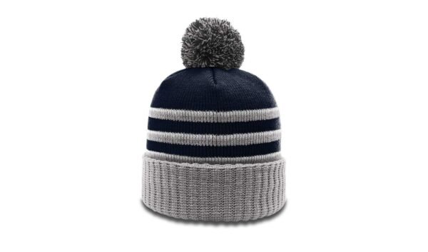 CROWN-CORNERH 134 Striped Beanie w/Cuff & Pom | Cozy Knit Beanie with Bold Stripes and Pom Detailing - Min. 12 Beanies Per Order, Mix & Match - Image 9
