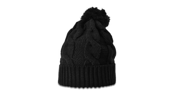 CROWN-CORNERH 141 Chunk Twist Knit Beanie w/Cuff & Pom - Min. 12 Beanies Per Order, Mix & Match - Image 2