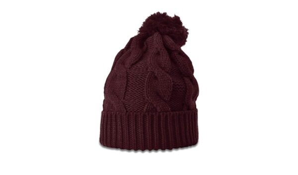 CROWN-CORNERH 141 Chunk Twist Knit Beanie w/Cuff & Pom - Min. 12 Beanies Per Order, Mix & Match - Image 4