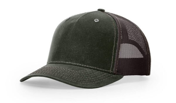 CROWN-CORNERH 112WH Meshback Trucker Hat Waxed Canvas Cap Hawthorne Trucker - Image 5